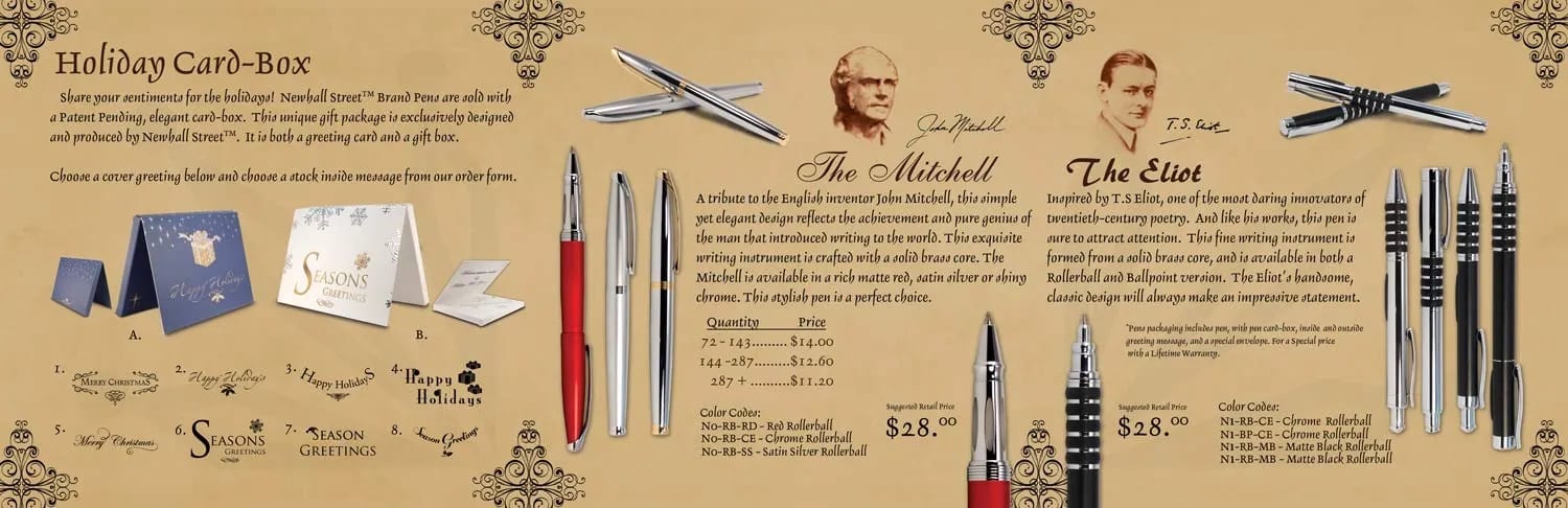 Newhall Street Pens — Card-box booklet spread