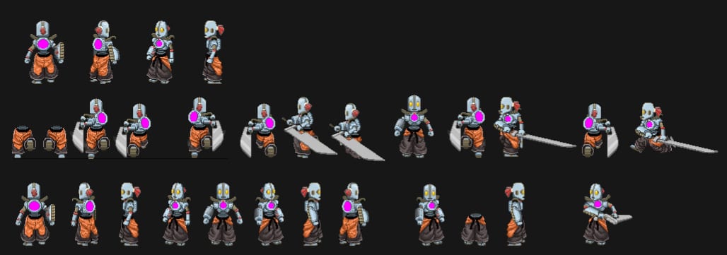 Personal work — Pixel-art character sprite sheet