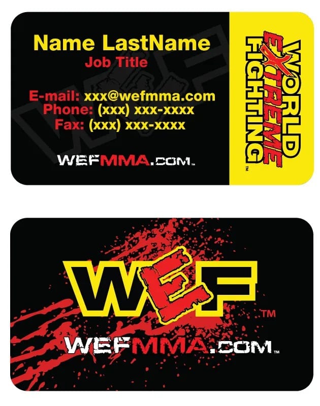 World Extreme Fighting — Business cards, front and back